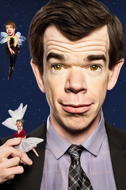 Prompt: john mulaney as the tooth fairy in smart car, ultra detailed fantasy, by andy park