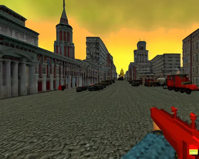 Prompt: russian city in doom 6 4 full screen. st. petersburg