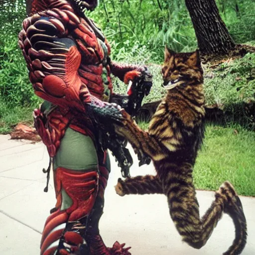 Image similar to the predator as a friendly furry pet. Photograph.