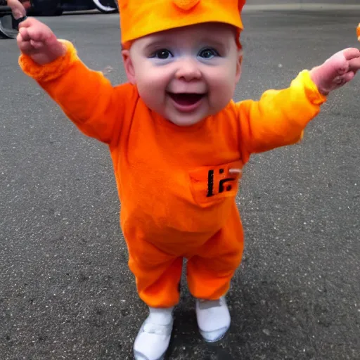 Prompt: cute baby chick dressed as an inmate, campau mike style