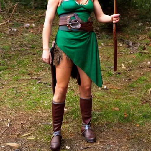 Image similar to full body photo of a beautiful female robin hood amazon warrior