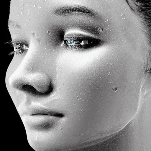 Prompt: a female face beautiful made from carbonated water!