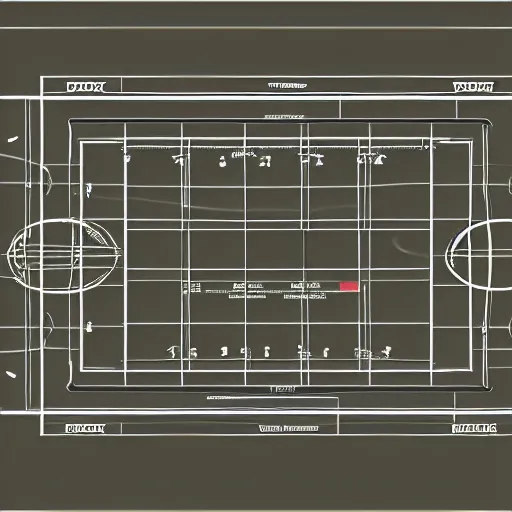 Prompt: a diagram of a football play, a wireframe diagram by jerry wilkerson, reddit contest winner, superflat, dynamic composition, ultrafine detail, blueprint