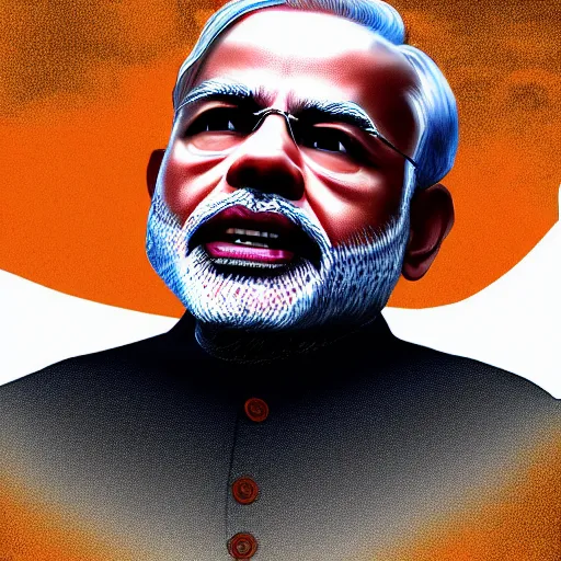 Image similar to narendra modi , gta lodaing screen , digital art