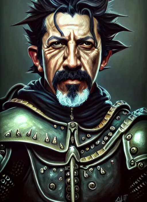 Image similar to a portrait of dani trejo as paladin an ultrafine detailed painting, detailed painting, detailed eyes!!, final fantasy octopath traveler lovecraft ghibly