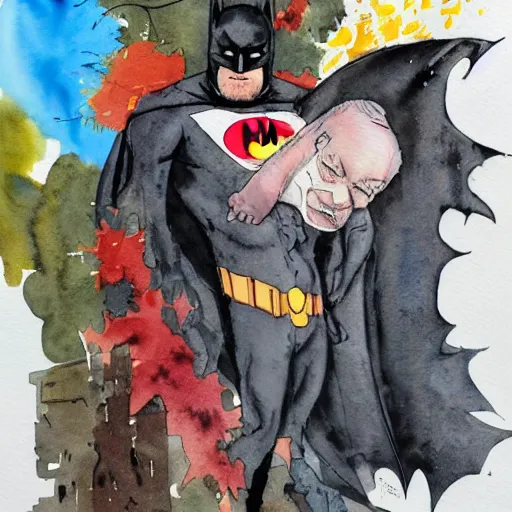 Batman and squirrel-man, watercolor painting by David | Stable Diffusion |  OpenArt