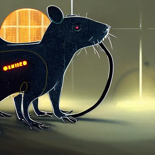 Image similar to A cyberpunk solar-powered rat