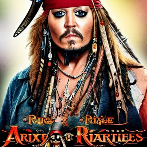 Prompt: axl rose replacing johnny depp in the lead role in pirates of the caribbean ( 2 0 2 4 ) film poster