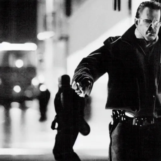 Image similar to bank robbery, film still, directed by michael mann