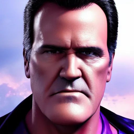 Image similar to a picture of bruce campbell who looks like thanos, portrait, infinity wars, ultra realistic, 4 k, ultra high def