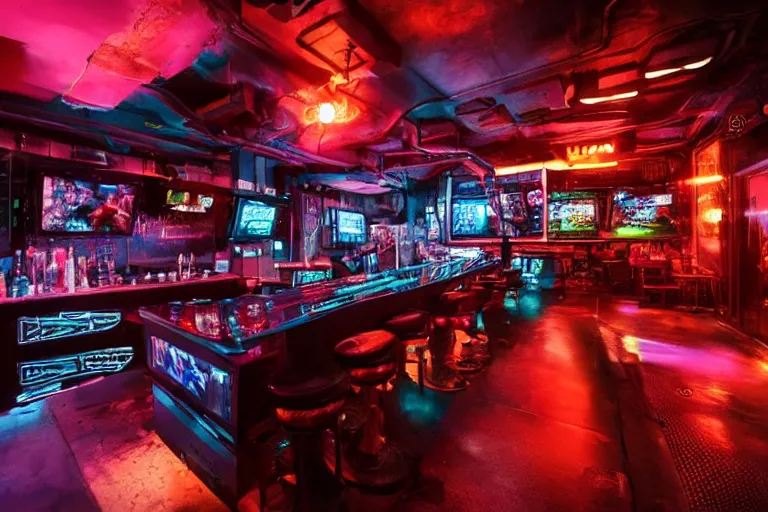 Prompt: cyberpunk alien bar movie