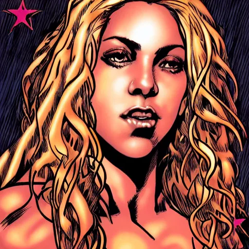 Image similar to portrait of shakira in the style of marc silvestri comic book cover art