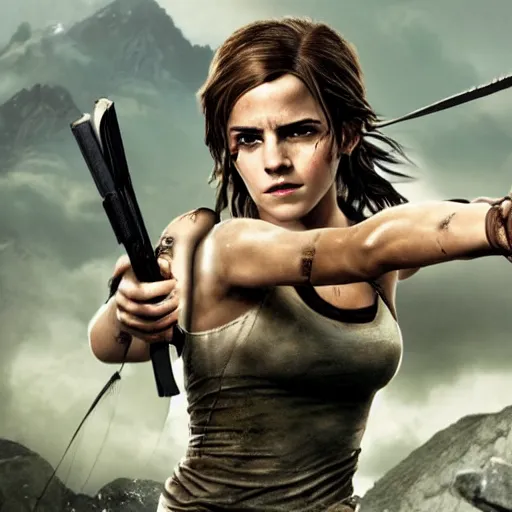 Image similar to Emma Watson as Lara Croft