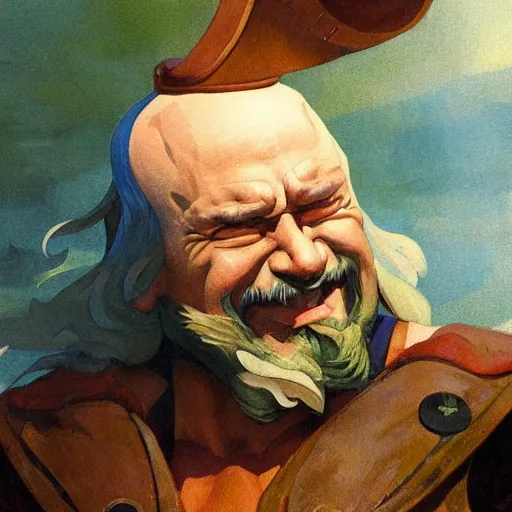 Prompt: N. C. Wyeth painting bearded pirate, painted fantasy character portrait, headshot, fantasy, highly detailed, digital painting, artstation, concept art, sharp focus, illustration, art by the golden age of American illustration archive, N. C. Wyeth, simon bisley and frank frazetta, trending on art station, trendingon cg talk, trending on illustration, trending on painting