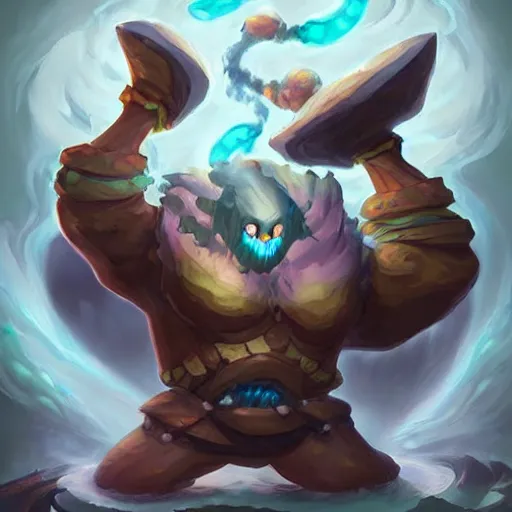 Image similar to air elemental giant golem, air and tornado theme, hearthstone art style, epic fantasy card game art