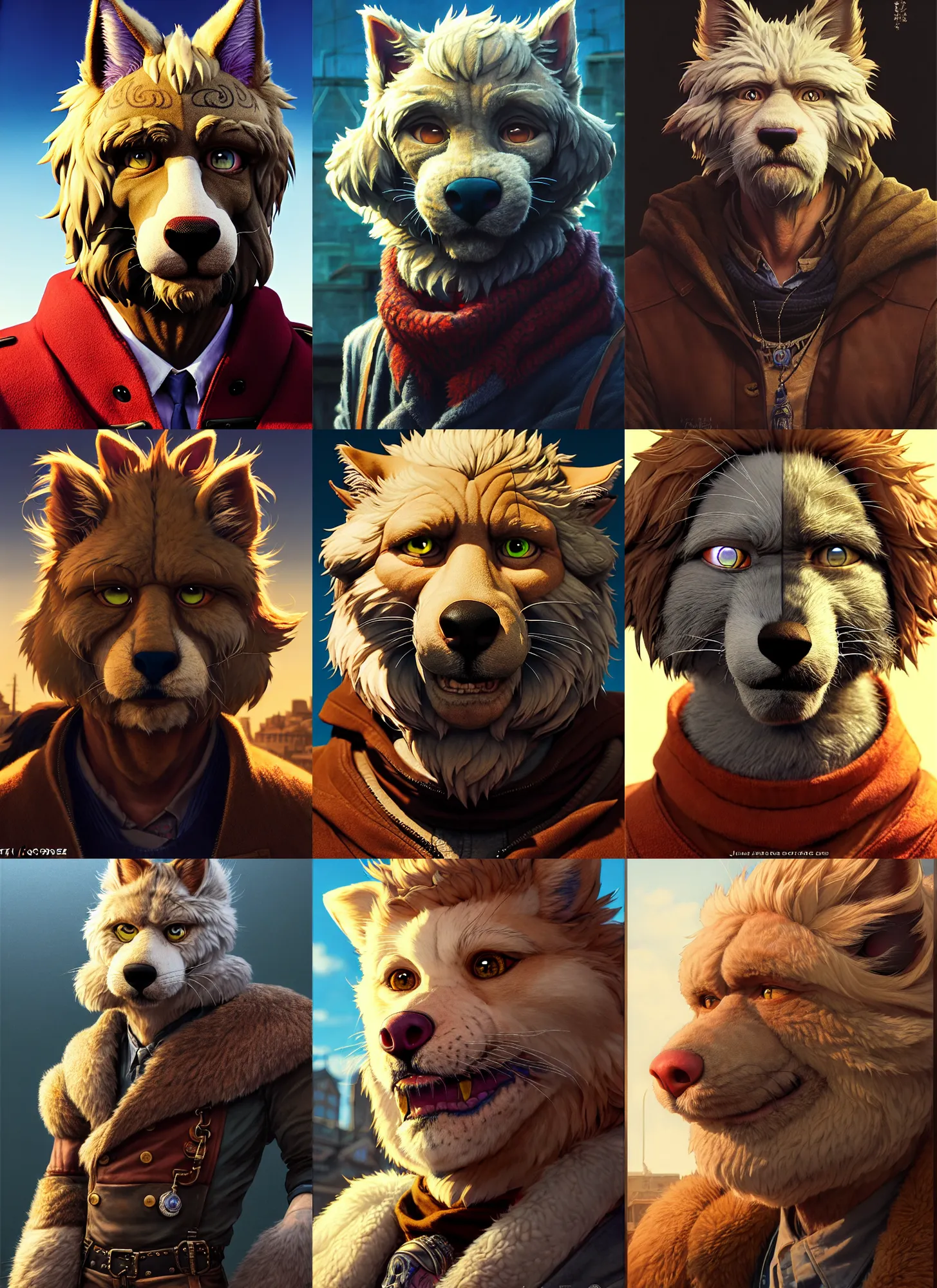 Prompt: character furry fursona portrait of jeff bridges with gorgeous detailed eyes in the marketplace in the sky, color page, tankoban, 4 k, tone mapping, doll, akihiko yoshida, james jean andrei riabovitchev marc simonetti, yoshitaka amano, h. hydrochaeris