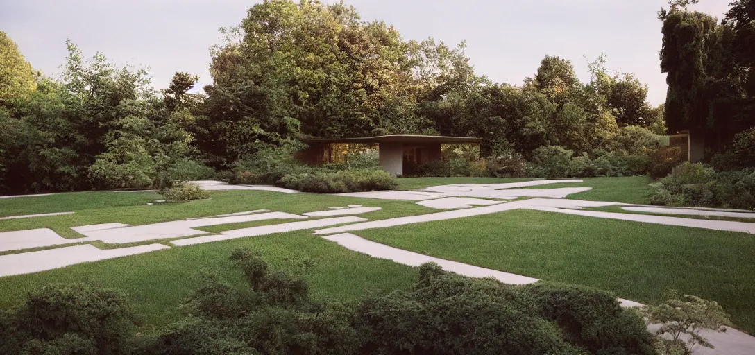 Prompt: torogan designed by neutra. landscape design by capability brown. fujinon premista 1 9 - 4 5 mm t 2. 9. portra 8 0 0.