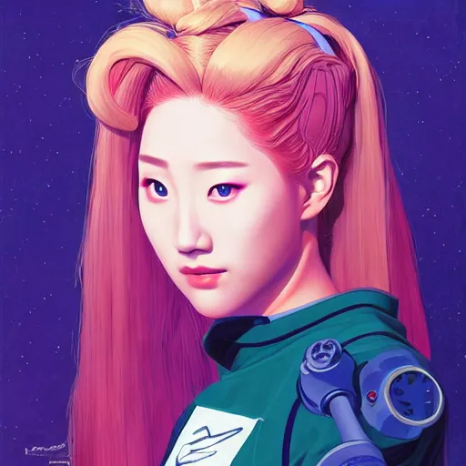 Prompt: portrait painting of a cyborg kim lip from loona, sharp focus, award - winning, trending on artstation, masterpiece, highly detailed, intricate. art by josan gonzales and moebius and deathburger