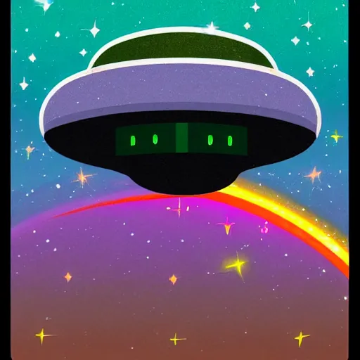 Image similar to rainbow cosmic sci fi ufo