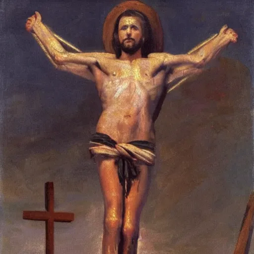 Image similar to donald trump crucified in the style of christ crucified diego velazquez