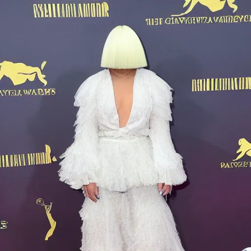 Image similar to Sia Furler red carpet head to toe