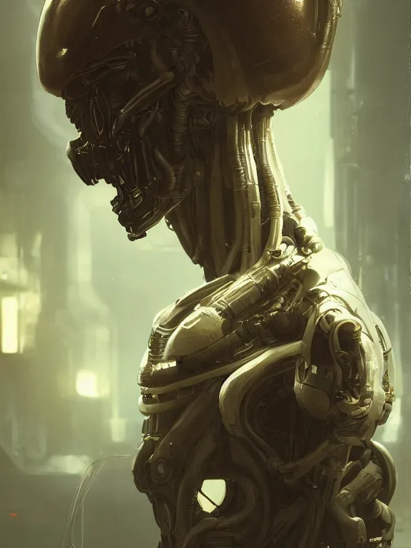 Image similar to portrait of a young male android from alien isolation, art by ryo shiotani and greg rutkowski, intricate, beautiful, cute, cinematic lighting, vintage art by serge ivanoff, high resolution, very detailed