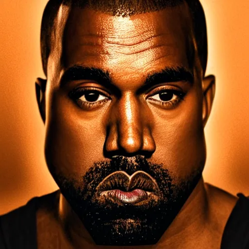 Image similar to Portrait of Kanye West as a god, splash art, cinematic lighting, dramatic, octane render, long lens, shallow depth of field, bokeh, anamorphic lens flare, 8k, hyper detailed, 35mm film grain