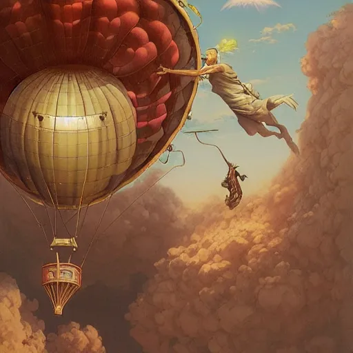 Image similar to a hot air balloon made of skin, highly detailed by peter mohrbacher, hajime sorayama, wayne barlowe, boris vallejo, aaron horkey, gaston bussiere, craig mullins