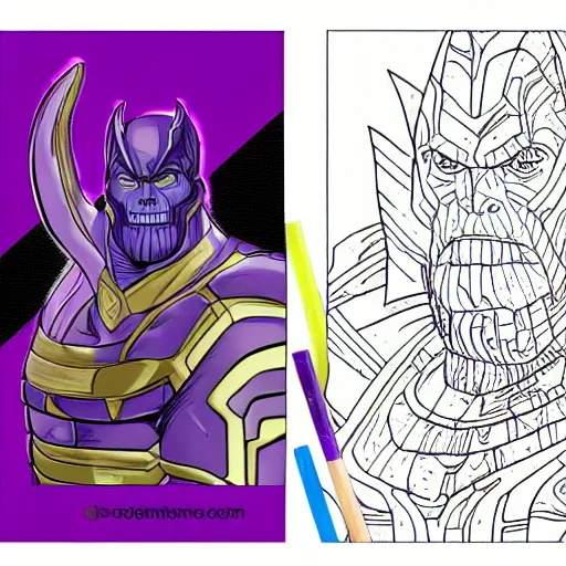 Prompt: thanos colouring book