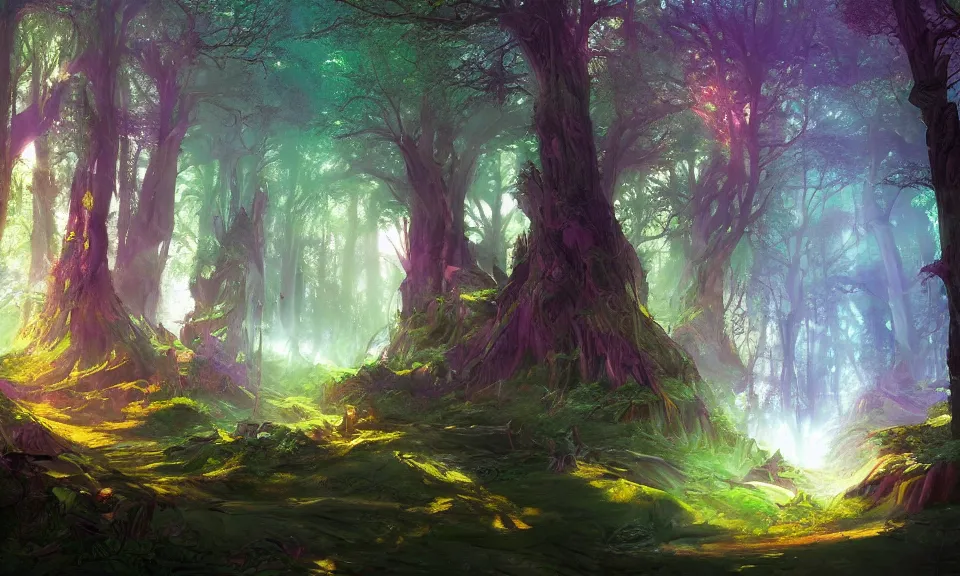spiritual forest, digital art, concept art, magic | Stable Diffusion