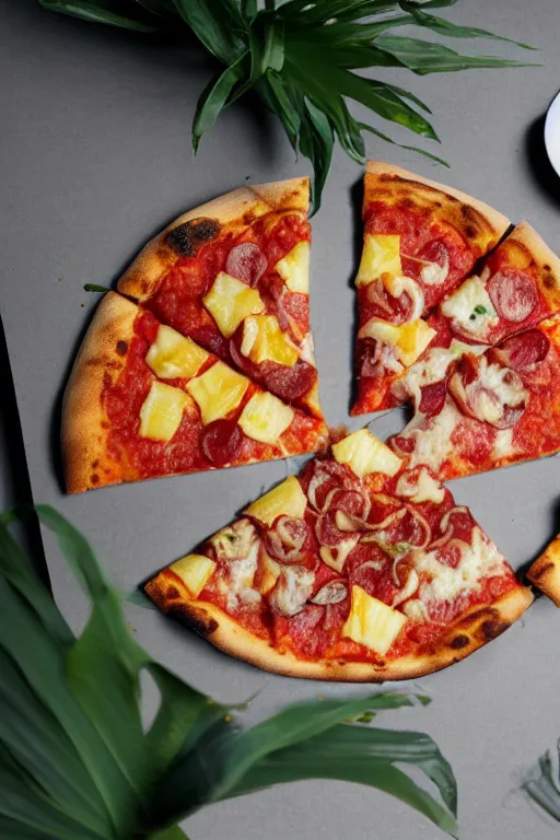 Image similar to pizza on pineapple