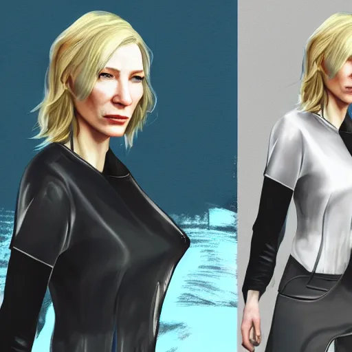 Prompt: concept art of cate blanchett in grand theft auto V, gaming, detailed, 4k