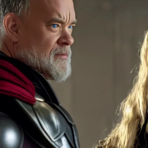 Prompt: a closeup of Thor being Played by Tom Hanks