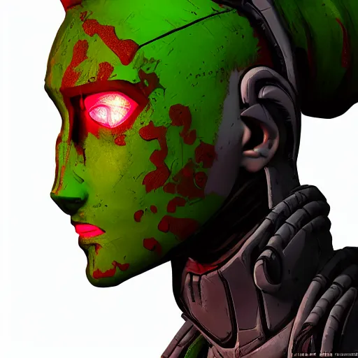 Image similar to cyberpunk fashion, character design humanoid, borderlands 3 style, profile portrait, concept art character modeling, body made of green lava and fire, marvelous designer, z brush, maya, digital 3 d, 4 k, epic size, epic scale, ultra detailed digital art, furry art, macro art, deviantart, realistic