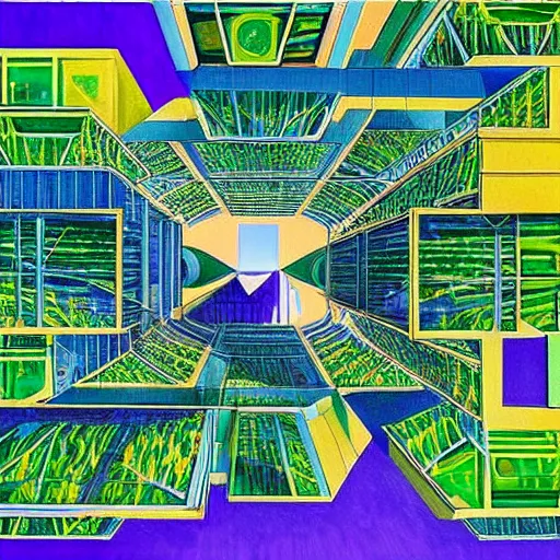 Image similar to a solar punk lush giant plants city, modern architecture by ricardo bofill, city of the jungle, geometry will draw the soul toward the truth and create the spirit of philosophy, galactic nebula, surrealist oil painting