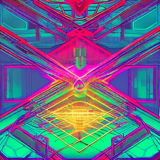 Image similar to geometry drawings with glitch effect medium shot of mysterious object digital illustration android netrunner by dan mumford