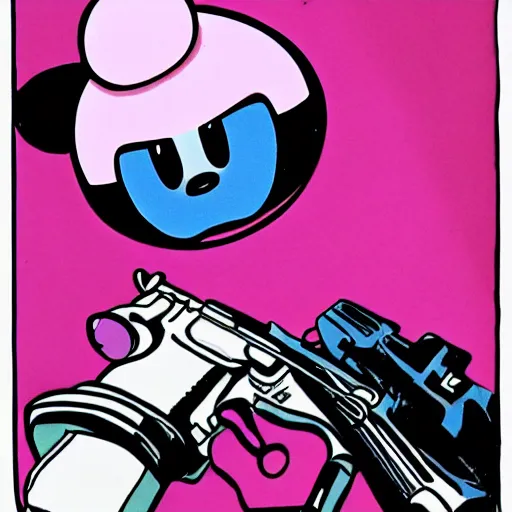 Image similar to kirby with a gun