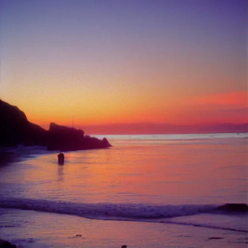 Prompt: california beach sunset on portra 400 film