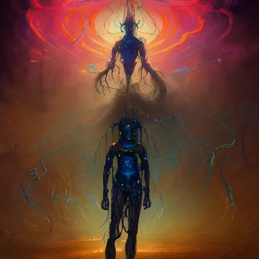 Image similar to medium shot of a ghostly transparent yellow lightning elemental humanoid with red and blue goggles shooting lightning bolt from hand, cyberpunk concept art by pete mohrbacher and seb mckinnon and beksinski and josan gonzales, digital art, highly detailed, intricate, sci-fi, sharp focus, Trending on Artstation HQ, deviantart, unreal engine 5, 4K UHD image