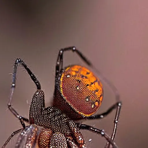 Image similar to horrifying spider trypophobia small spiders on it's back coming out