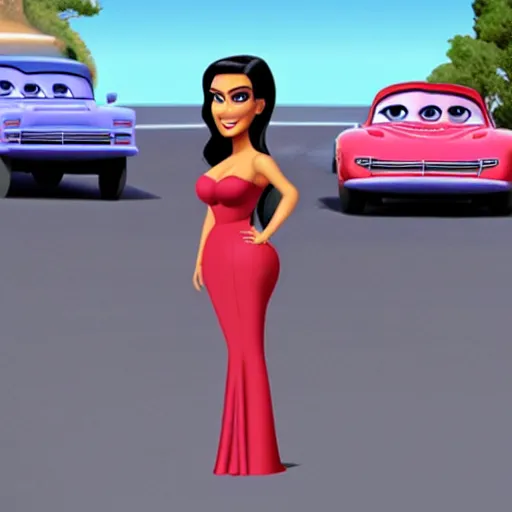 Image similar to kim kardashian in cars universe, hyper realistic