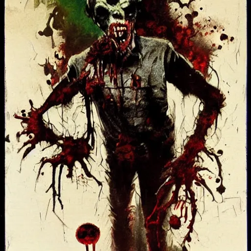 Image similar to zombie creepy clown dark by norman rockwell