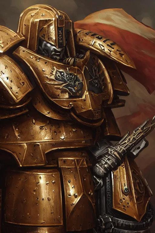 Image similar to armor portrait heros warhammer 4 0 k horus heresy fanart - the primarchs emperor by johannes helgeson animated with vfx concept artist & illustrator global illumination ray tracing hdr fanart arstation zbrush central hardmesh 8 k octane renderer comics stylized