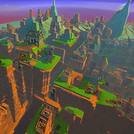 Image similar to nyc as a legend of zelda landscape, beautiful, 3 d game art