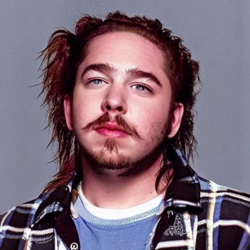 Image similar to a film still of Post Malone starring as Dewey Finn in School Of Rock (2003)