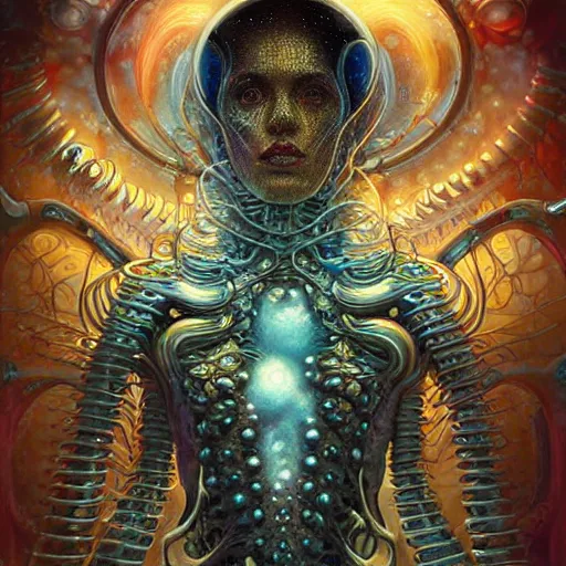 Image similar to underwater cosmic fractal biopunk giger portrait, pixar style, by tristan eaton stanley artgerm and tom bagshaw.