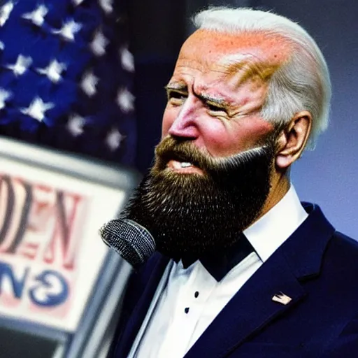 Prompt: bearded beard joe biden with a beard