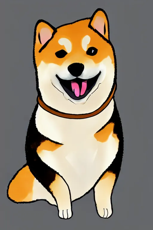 Image similar to portrait of an overweight shiba inu, male, fursona, furry art