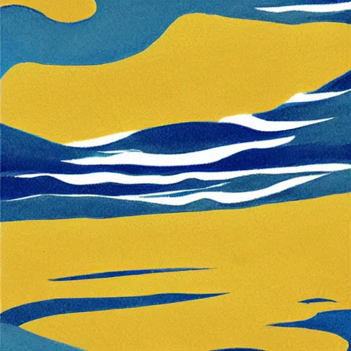 Image similar to Pacific Ocean Hue Unusually Yellow, smooth, artstation, digital illustration by Matisse