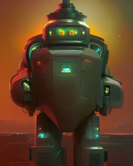 Prompt: highly detailed surreal vfx portrait of a giant robotic megacop, stephen bliss, unreal engine, greg rutkowski, loish, rhads, beeple, makoto shinkai and lois van baarle, ilya kuvshinov, rossdraws, tom bagshaw, alphonse mucha, global illumination, detailed and intricate environment